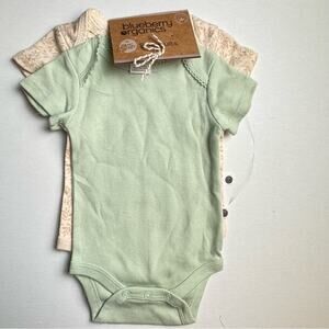 Blueberry Organics Baby Two Piece Short Sleeve Crew Neck One Piece Baby Set 0-3M